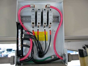 Photo 2. Fused PV combiner with large and small cables