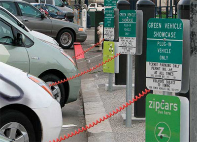 Photo 1. Plug-in vehicle street charging