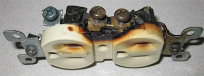 Photo 1. High resistance, arcing or glowing connections can eventually lead to ignition. Courtesy of 2D2C, Inc