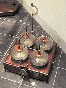 Photo 5. the term battery was once used by ben franklin to describe a set of capacitors that were tied together to use for his experiments with electricity. these capacitors or leyden jars were charged with a static generator and discharged by touching metal to their electrode. linking them together in a 