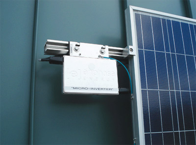 Photo 3. Example of a micro-inverter; these devices put ac on the roof instead of dc.