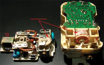 Photo 2. Internal components of GFCI devices