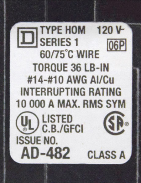 Figure 4. Circuit-breaker GFCI certification label