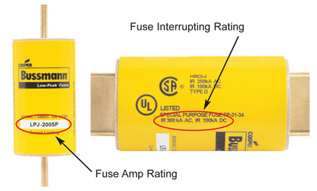 Figure 1. The NEC requires marking of the interrupting rating on a current-limiting fuse per NEC 240.60(C)