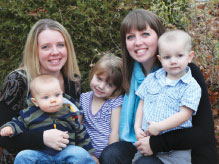 Photo 3. Daughters Lindsay (left) and Penny (right) with grandchildren (left to right) Koen, Savannah and Landyn.