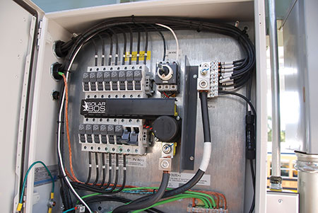 Photo 2. DC Combiners may look the same for all systems. Fuses are required in only one conductor, but as an equipment disconnect, a switch will be required in both conductors unless one is solidly grounded.