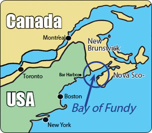 Map 1. Shows the location of the Bay of Fundy