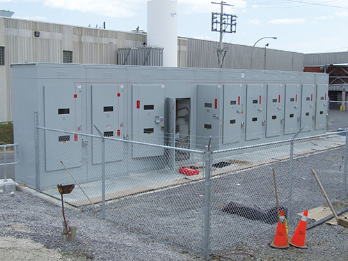 Photo 10. A high voltage switchgear, note two viewing windows in each door.