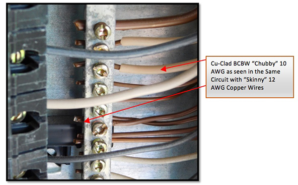 Figure 3. Look for chubby wires. BCBW must be sized as if it were solid aluminum, making it appear "fat" or "chubby" in the circuit.