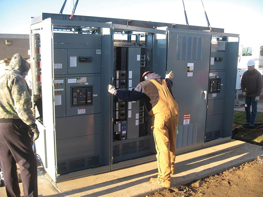 Photo 1. Installation of large electrical service equipment