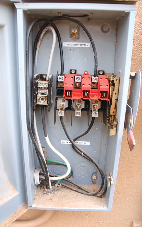 Photo 6. Unfused AC disconnect. Verify interrupt and short-circuit current ratings carefully.