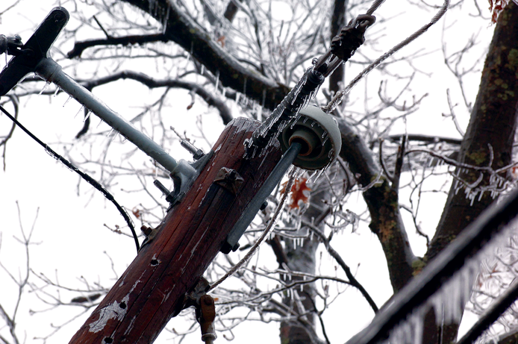 Power line in winter. Courtesy of PSNH