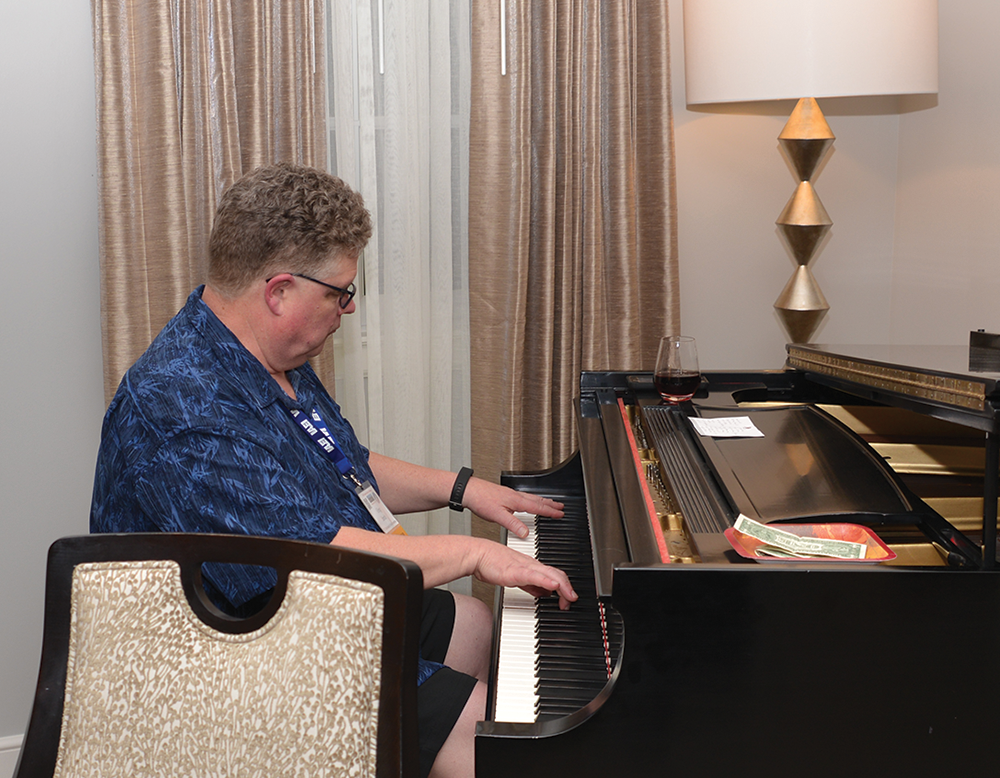 TUV Rheinland North America Group’s Field Evaluation Program Manager Gregory Smith was a favorite at all of the section meetings, both at the booth and on the piano.