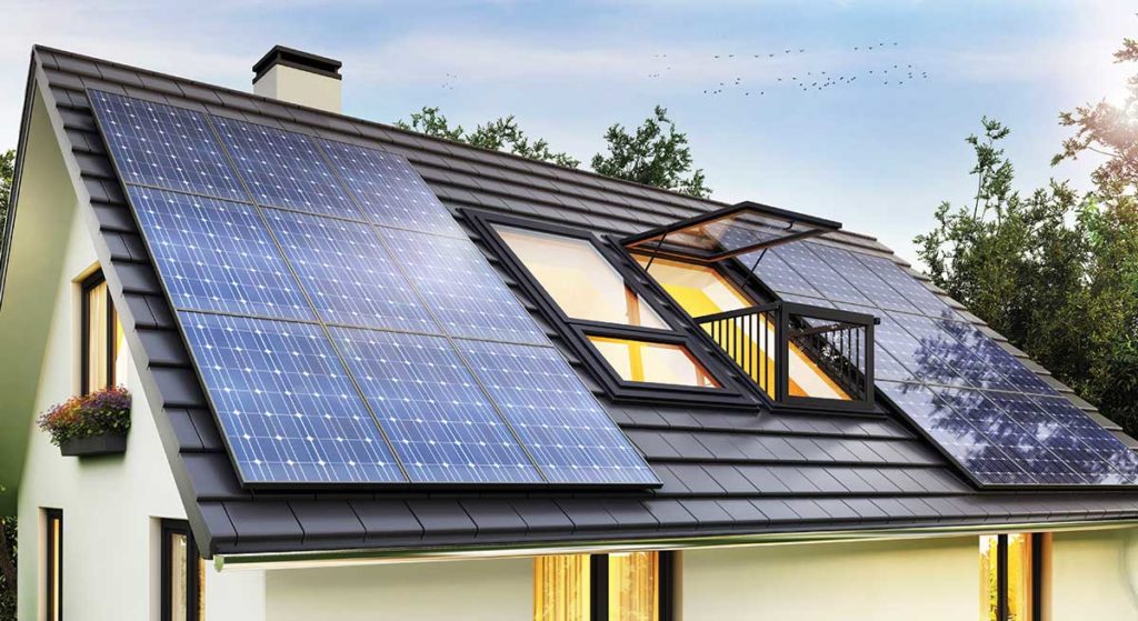 Solar panels on residential dwelling