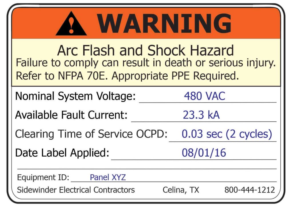 Figure 2. Warning label compliant with NFPA 70E®