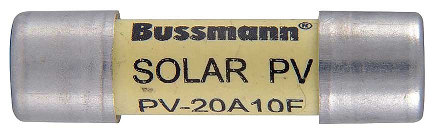Photo 3. Fuse for DC PV combiner. Listed and marked for PV application. Courtesy of Bussmann