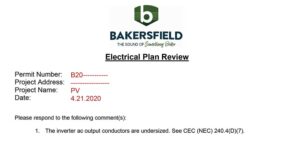 Photo 3. The most common electrical plan review comment for residential PV designs.