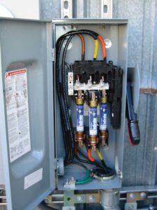Photo 2. Three-pole fused safety switch on a three-phase ac circuit. Courtesy of John Wiles