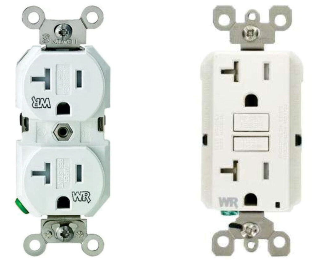 Figure 3a. Two receptacle types with the WR marking designating they are rated weather resistant.