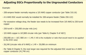 Figure 6. Calculation for determining the correct size EGC where ungrounded conductors are increased in size