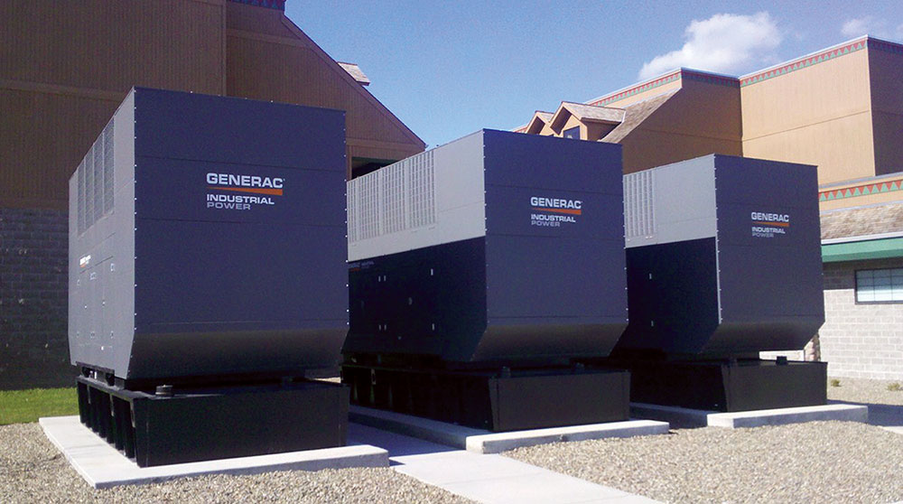 Photo 4. Three, double 500 kW generator units are paralleled to provide 3 MW backup for a large casino.