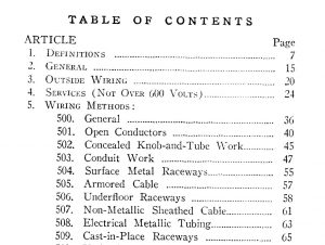 Photo 2. 1935 NEC Article 5, Wiring Methods
