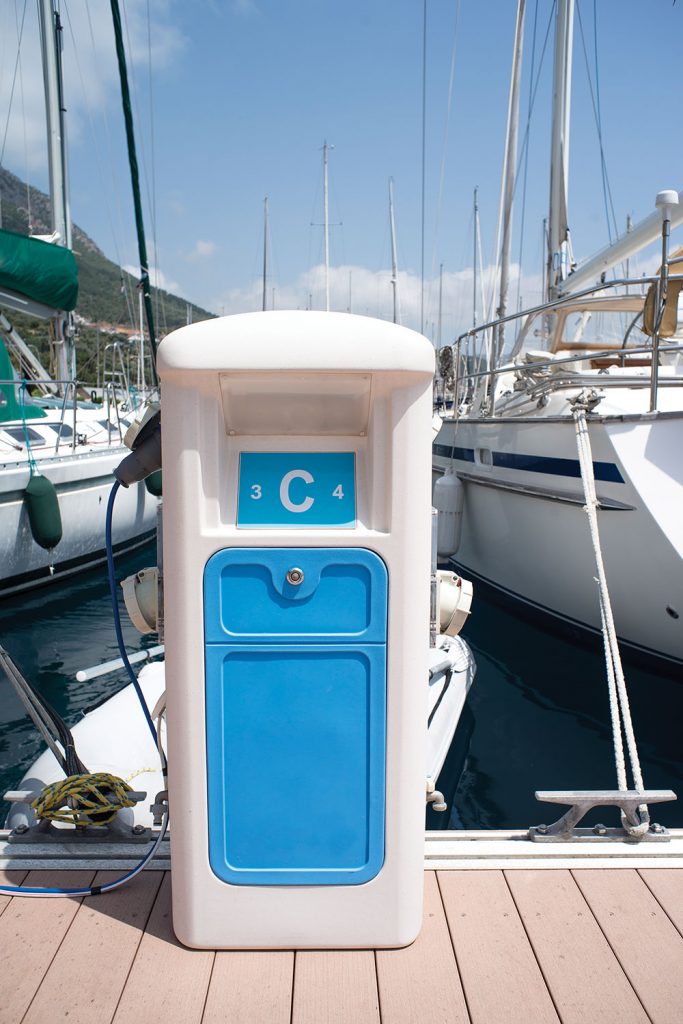 Photo 3.  Power pedestals provide power for use by boat owners and those on shore. Inspect this equipment periodically to ensure it is free from damage and illegal field modifications.