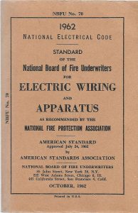 Photo 1. 1962 edition of the National Electrical Code