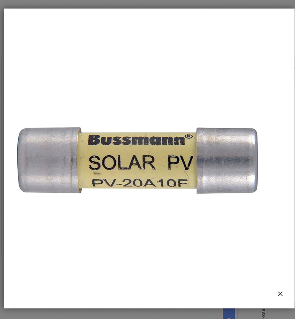 Photo 3. Fuse listed for DC solar array applications. Courtesy of John Wiles